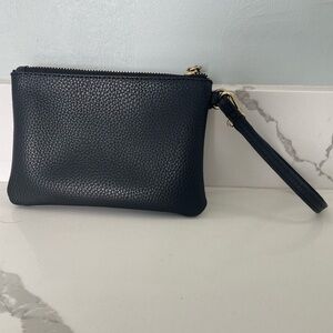 Steve Madden Black Pebbled Leather Wristlet Clutch